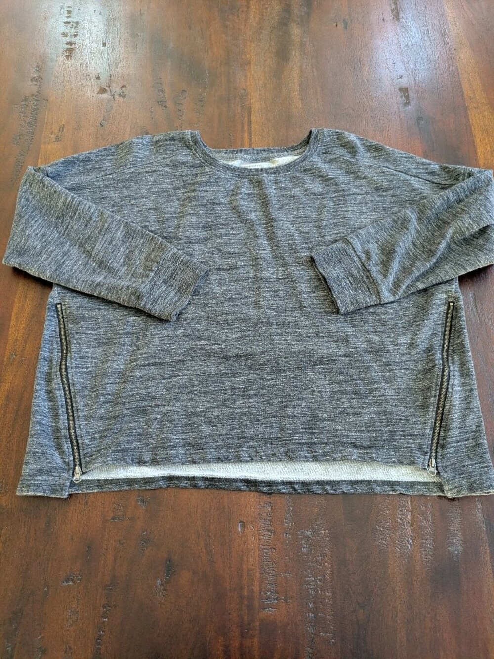 Gray Heathered French Terry Side Zip Sweatshirt - Size L
